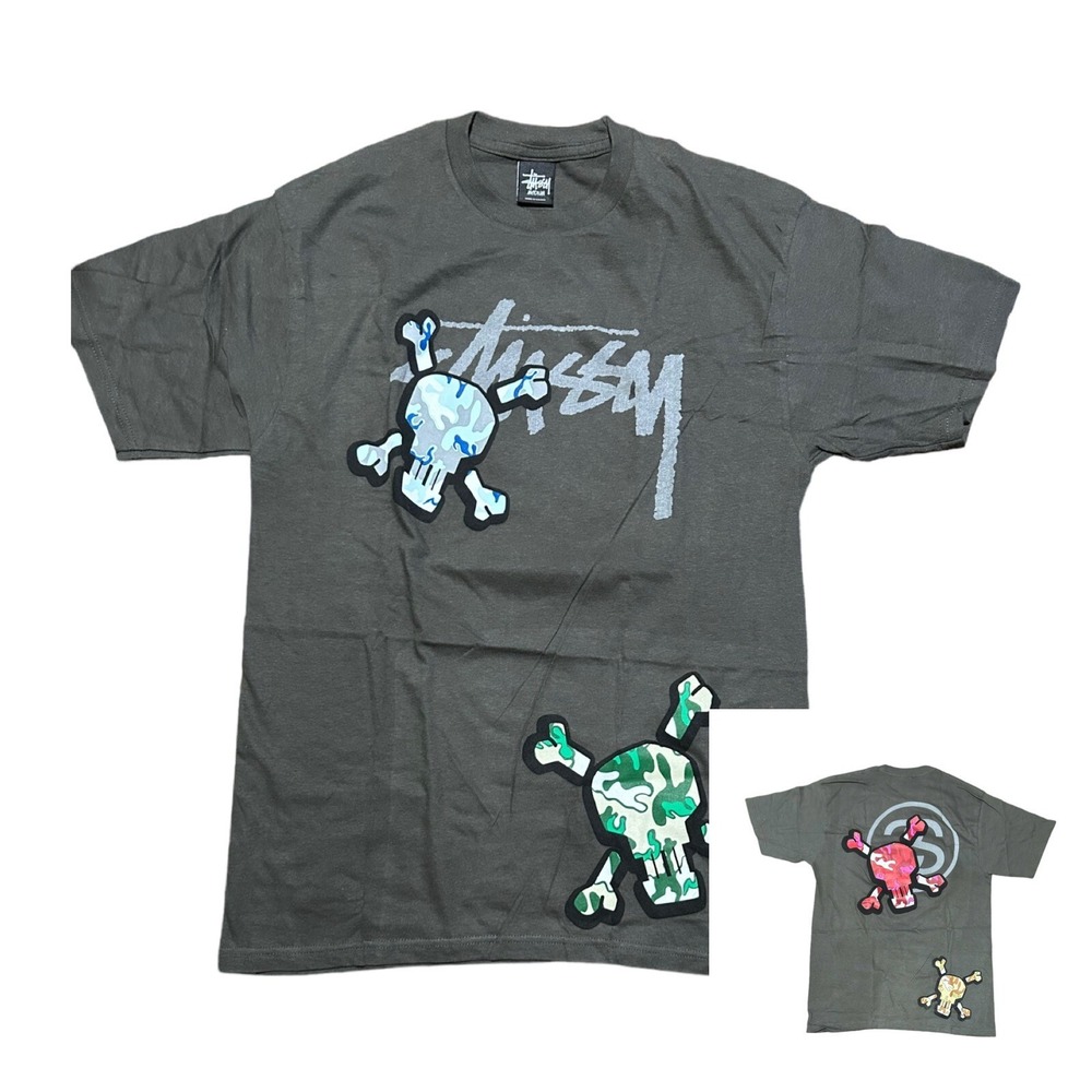 Stussy X Vintage Skull Bones Camo T Shirt Medium NWOT Short Sleeve